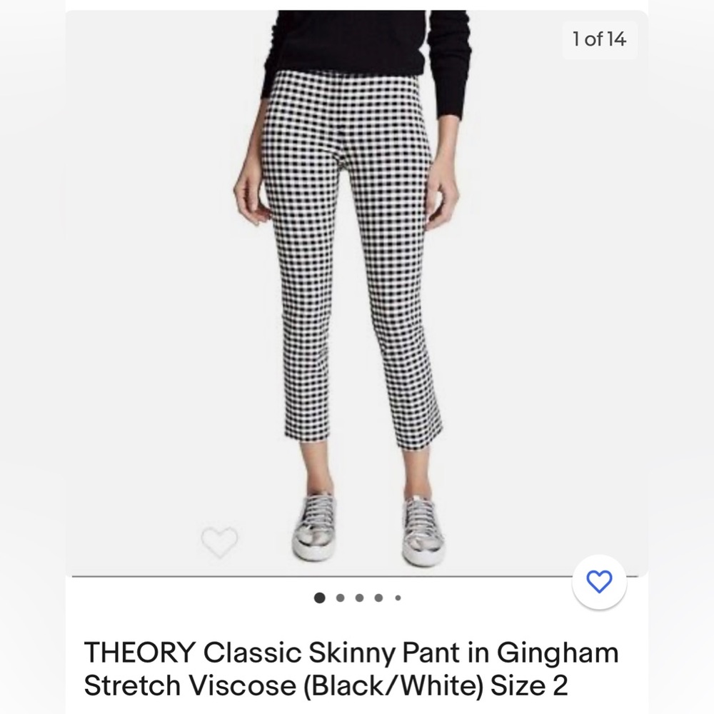 THEORY Classic Skinny Pant in Gingham
Stretch Viscose (Black/White) Size 2